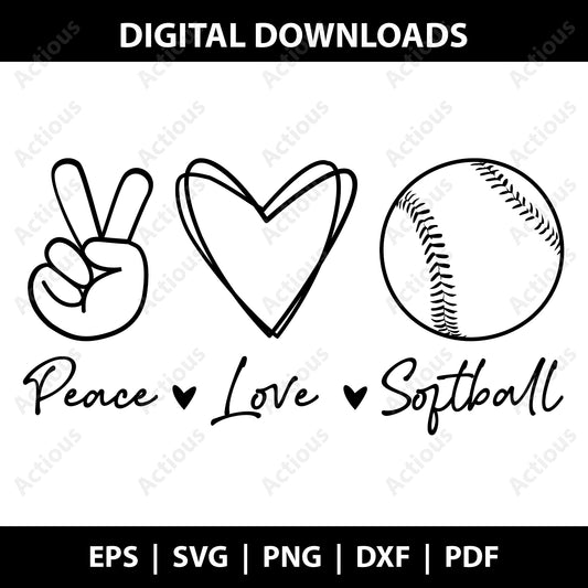 Peace love softball Svg