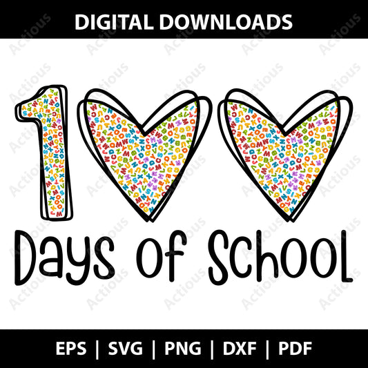 100 Days of School Svg, Back to School svg, Digital file for Cut file, Cricut & Silhouette - Actious