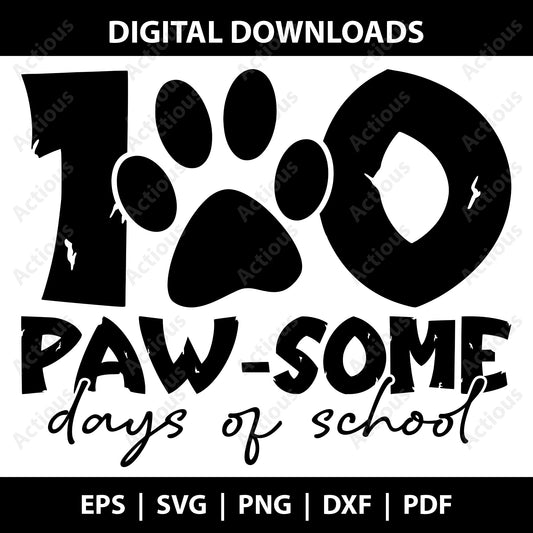 100 Paw Some Days Of School Svg, 100 days of school svg, Digital file for Cut file, Cricut & Silhouette