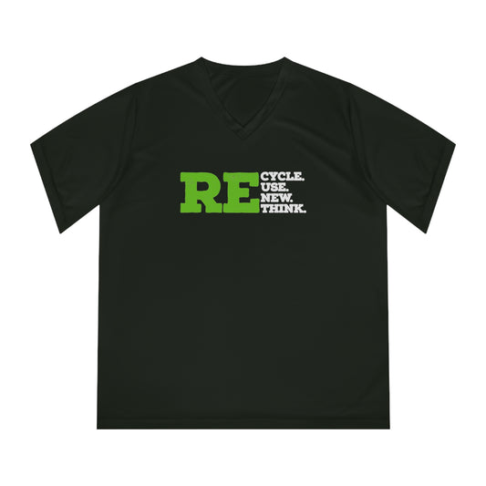 Recycle Reuse Renew Rethink Women's Performance V-Neck T-Shirt