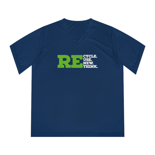 Recycle Reuse Renew Rethink Women's Performance V-Neck T-Shirt