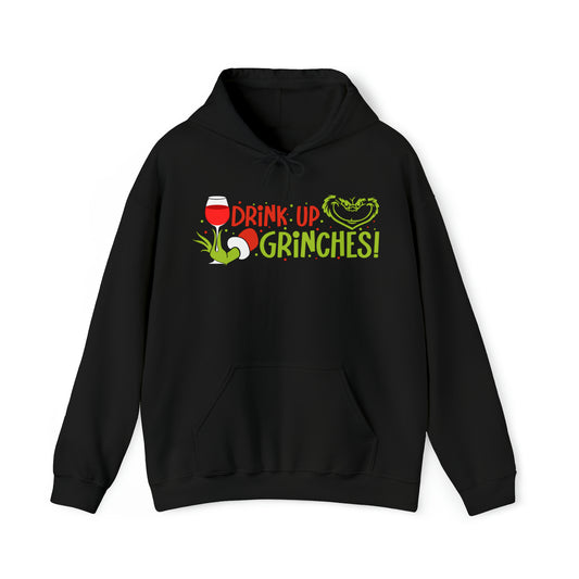 Drink Up Grinches, Christmas Unisex Heavy Blend™ Hooded Sweatshirt