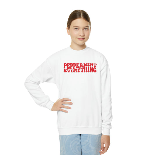 Peppermint Everything Youth Crewneck Sweatshirt, Christmas Sweatshirt - Actious