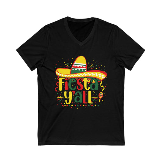 Fiesta y all, Cinco de mayo gras, Unisex Jersey Short Sleeve V-Neck Tee