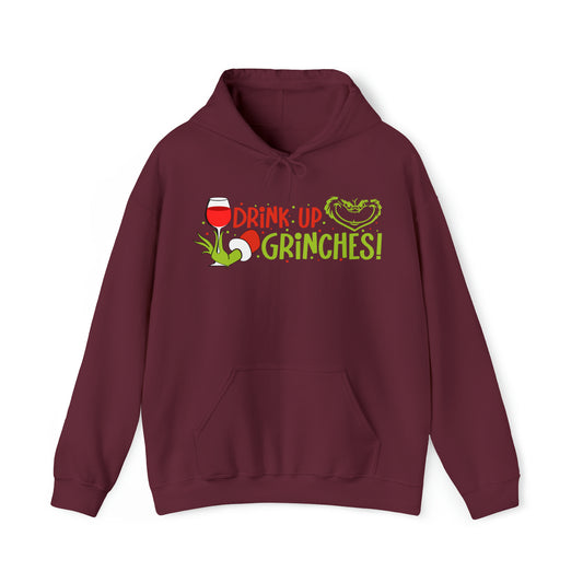 Drink Up Grinches, Christmas Unisex Heavy Blend™ Hooded Sweatshirt