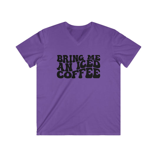 Bring Me Iced Coffee Men's Fitted V-Neck Short Sleeve Tee