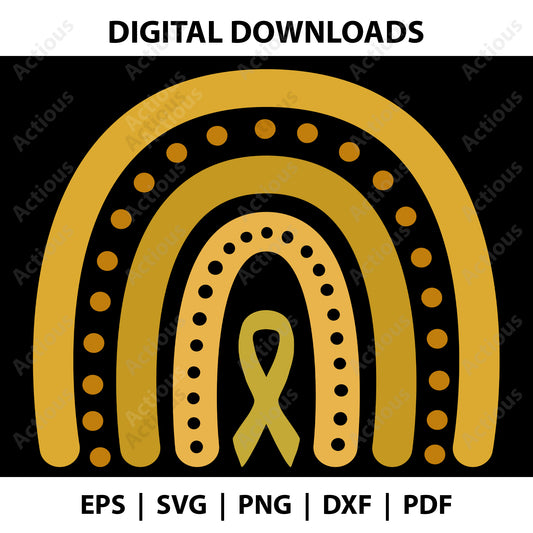 Gold Rainbow Svg, Cancer ribbon svg, Digital file for Cut file, Cricut & Silhouette