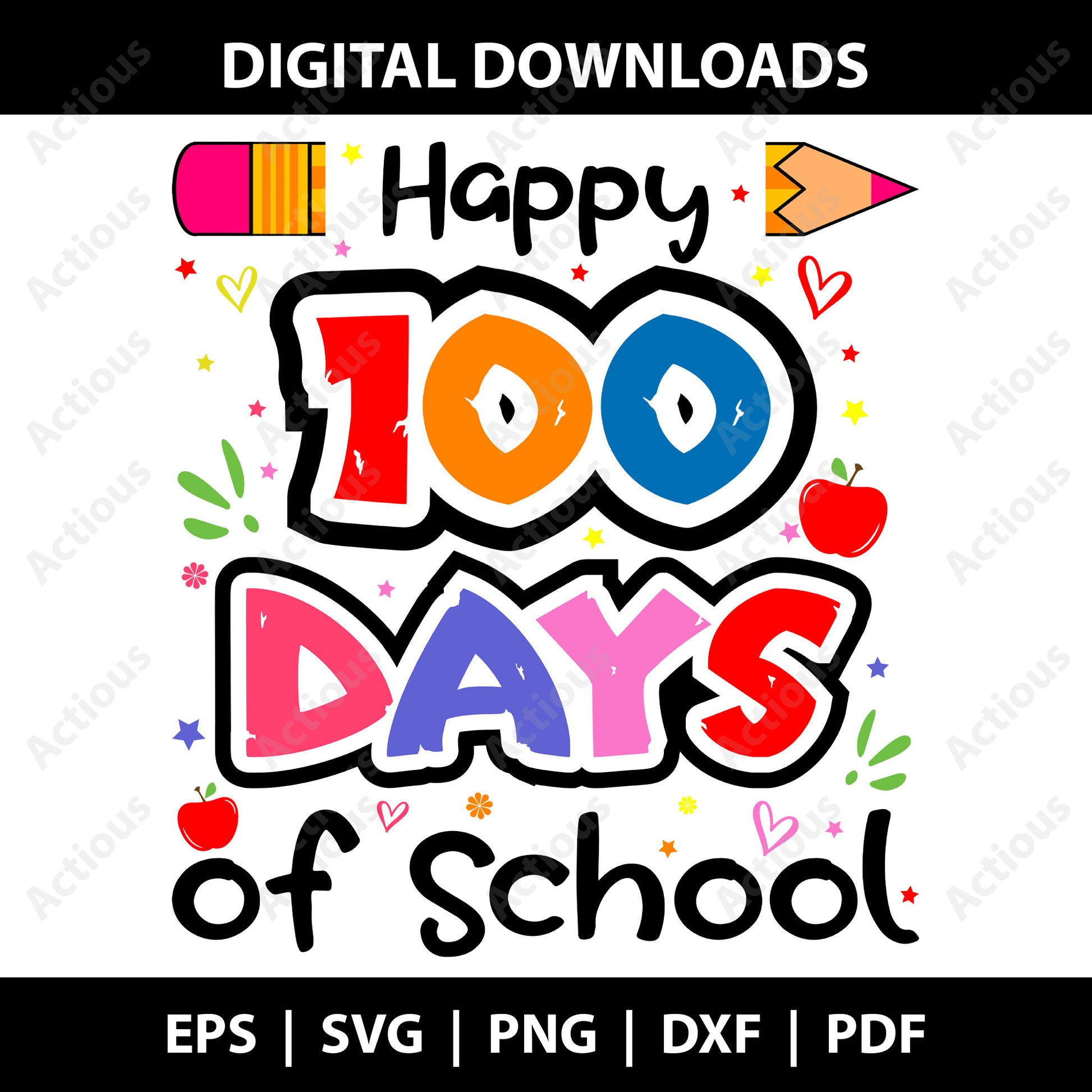 Happy 100th day of school Svg, Digital file for Cut file, Cricut & Silhouette