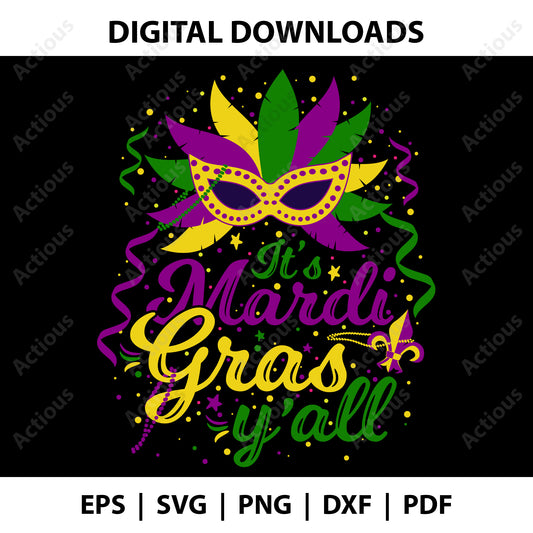 Its Mardi Gras yall Svg, Mardi gras svg, Digital file for Cut file, Cricut & Silhouette