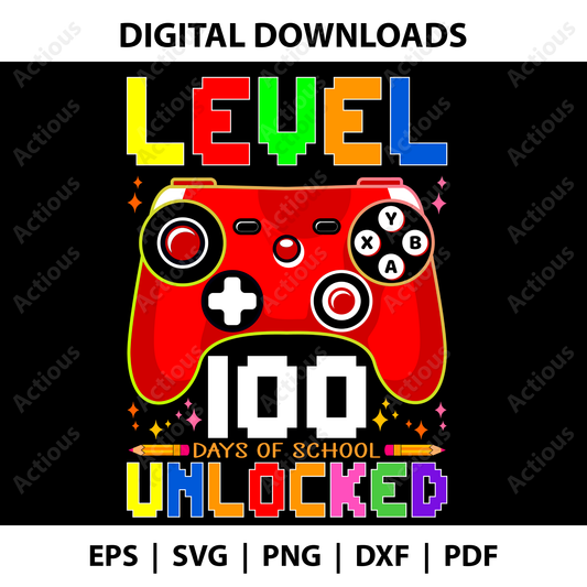 Level 100 Days of school Unlocked Svg, igital file for Cut file, Cricut & Silhouette