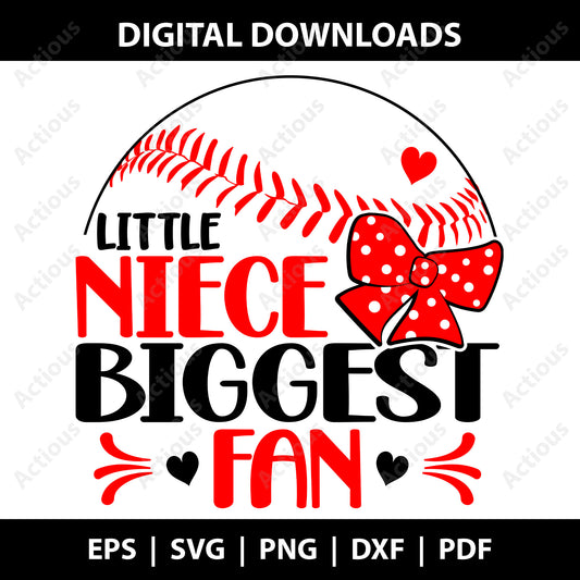 Little Niece Biggest Fan Baseball Svg, Baseball season svg