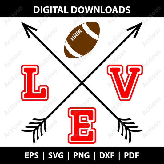 Love Football Svg, Football Fan Svg, Digital file for Cut file, Cricut & Silhouette