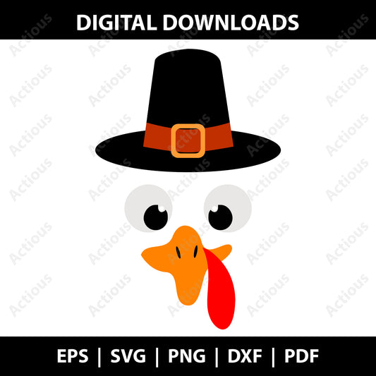 Turkey Face Boy Svg, Thanksgiving - Actious