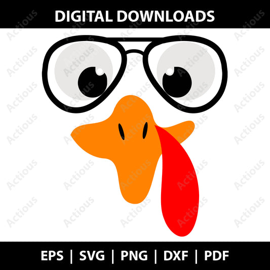 Turkey faces with Glasses Svg, Thanksgiving svg, Digital file for Cut file, Cricut & Silhouette