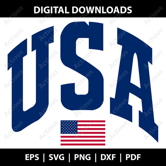 USA Text Flag SVG, 4th of July SVG, Digital file for Cut file, Cricut & Silhouette - Actious