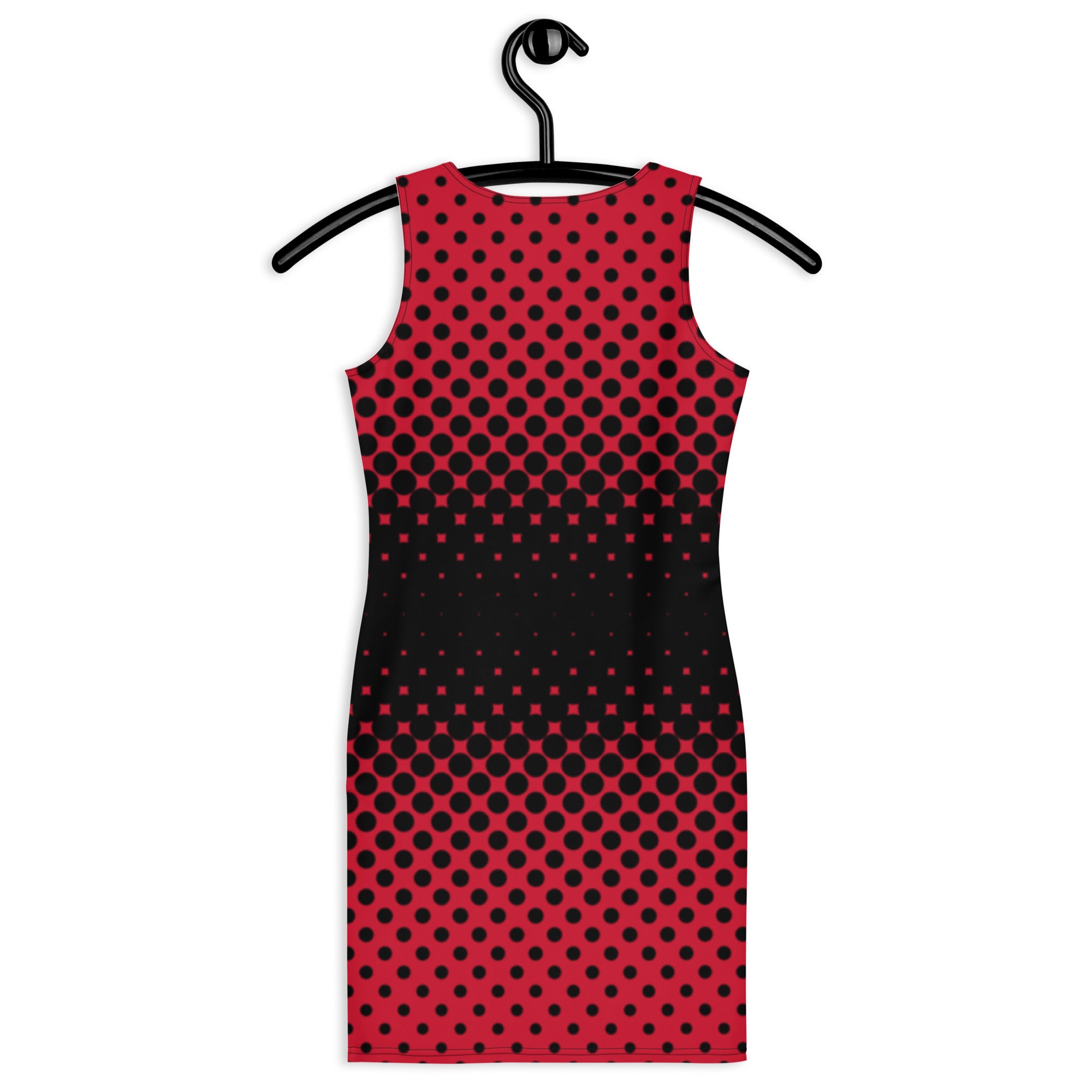 Red and Black Halftone design All-Over Print Dress - Actious