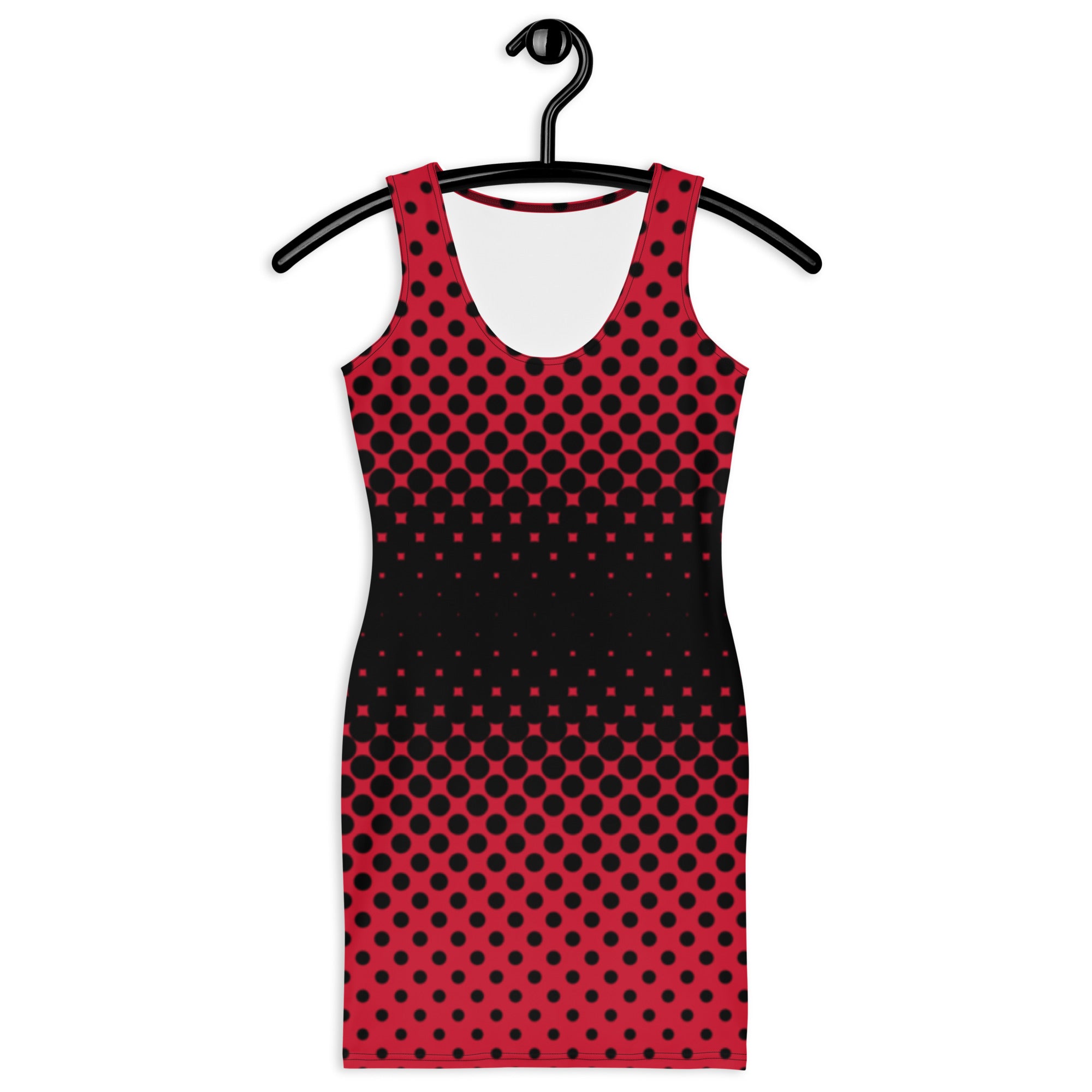 Red and Black Halftone design All-Over Print Dress - Actious