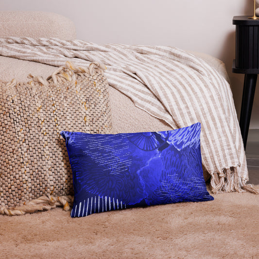 Blue floral design Premium Pillow - Actious