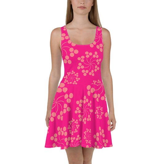 Pink floral design All-Over Print Skater Dress