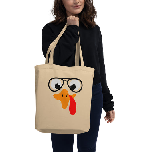 Turkey faces with Glasses, Thanksgiving Eco Tote Bag