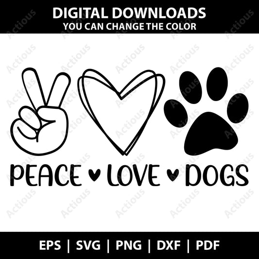 Peace Love Dogs Svg, Dog Lover svg,