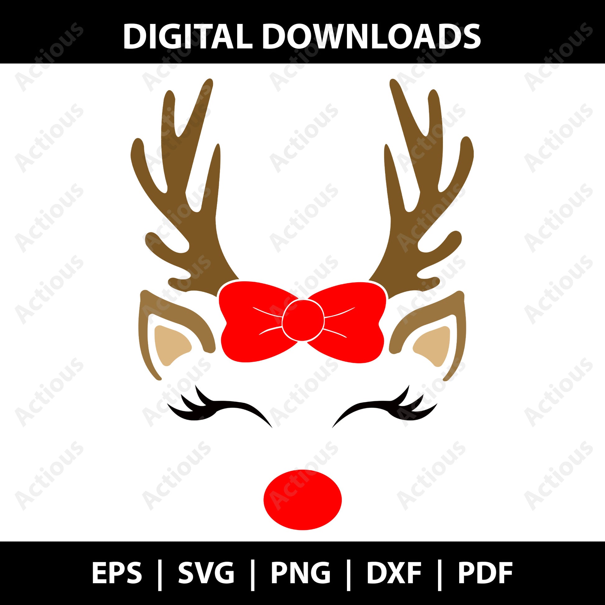 Reindeer and bow Svg, Christmas Svg