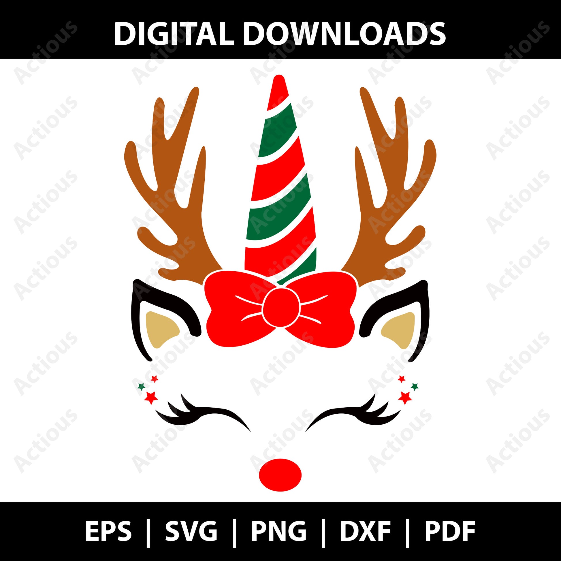 Reindeer Unicorn girl Svg, Christmas svg