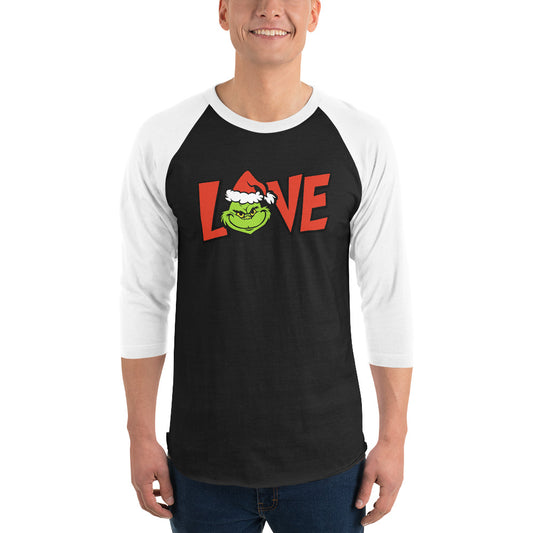 Love Grinches, Christmas 3/4 sleeve raglan shirt