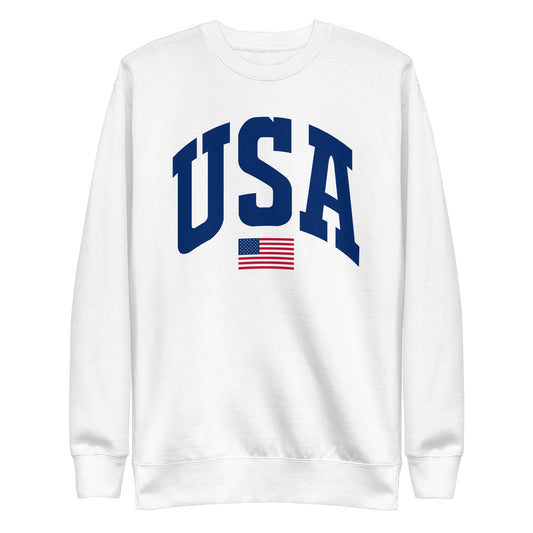 USA Text, USA Flag, Unisex Premium Sweatshirt