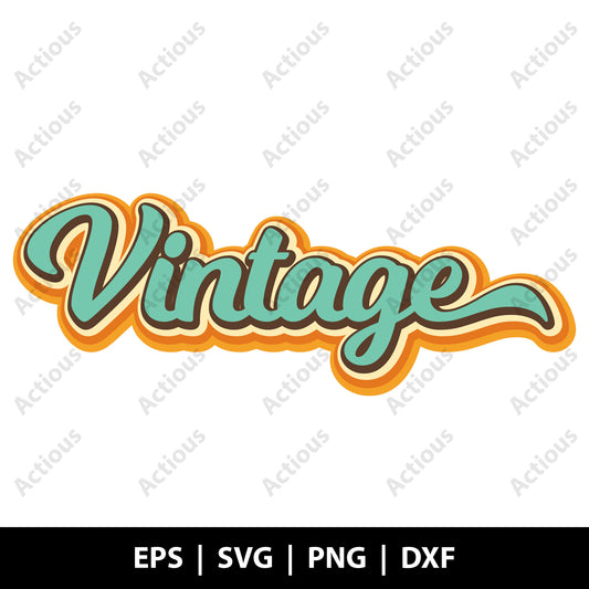 Vintage Retro Text Svg, Digital file for Cut file, Cricut & Silhouette - Actious