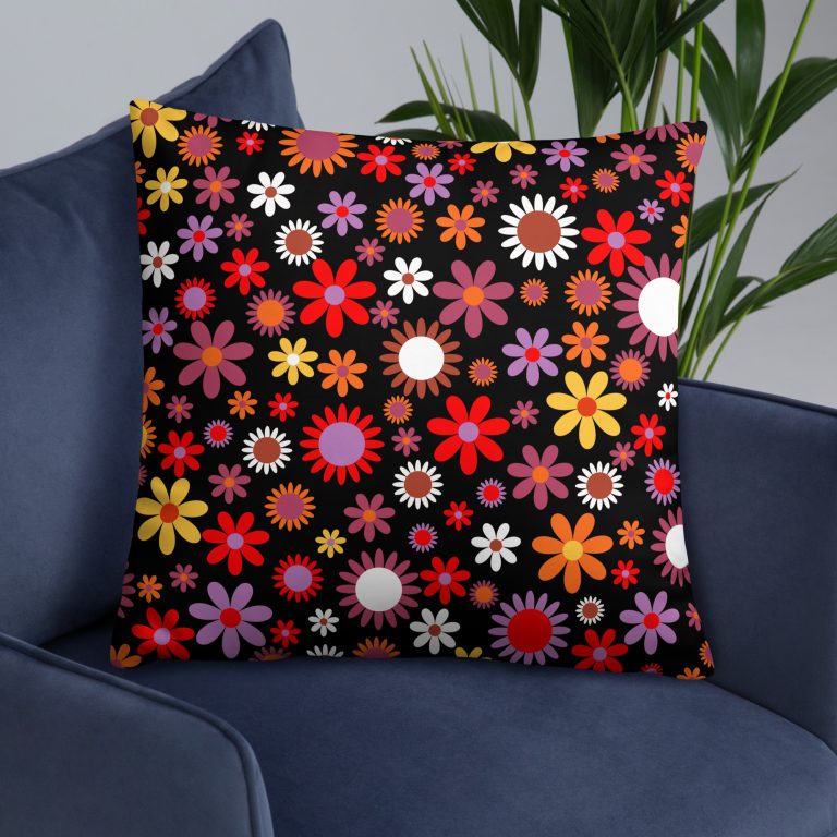 Multi-color Floral design Basic Pillow