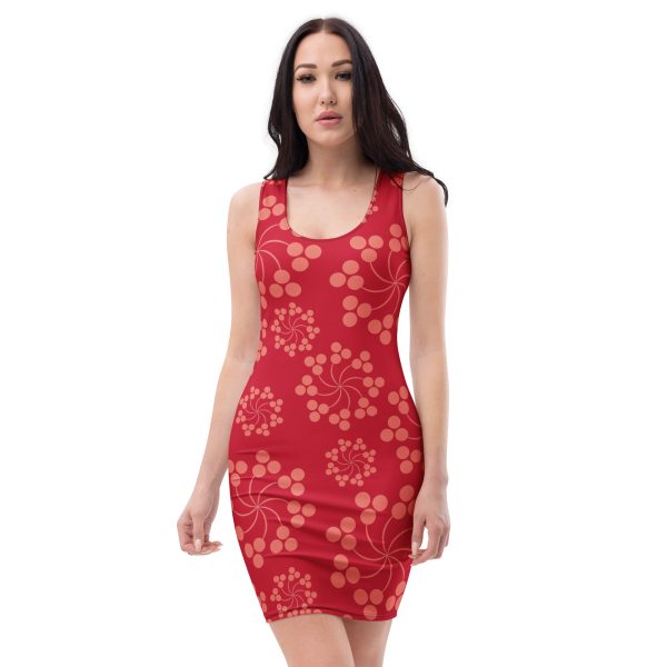 Red Floral All over print Bodycon dress for women