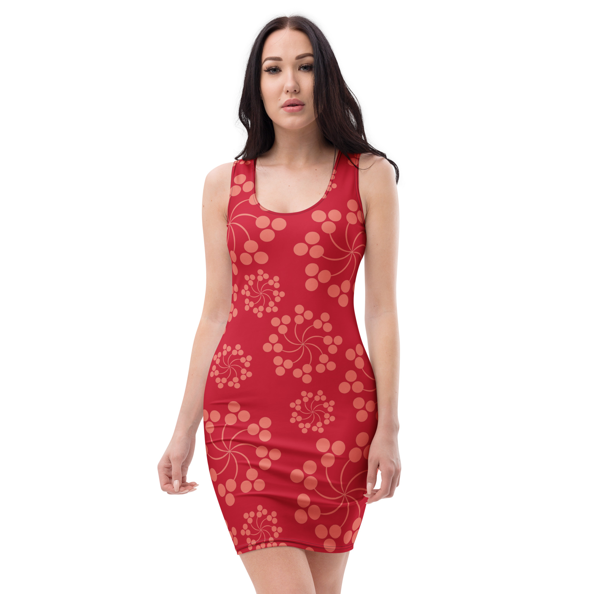 Red Floral All over print Bodycon dress for women