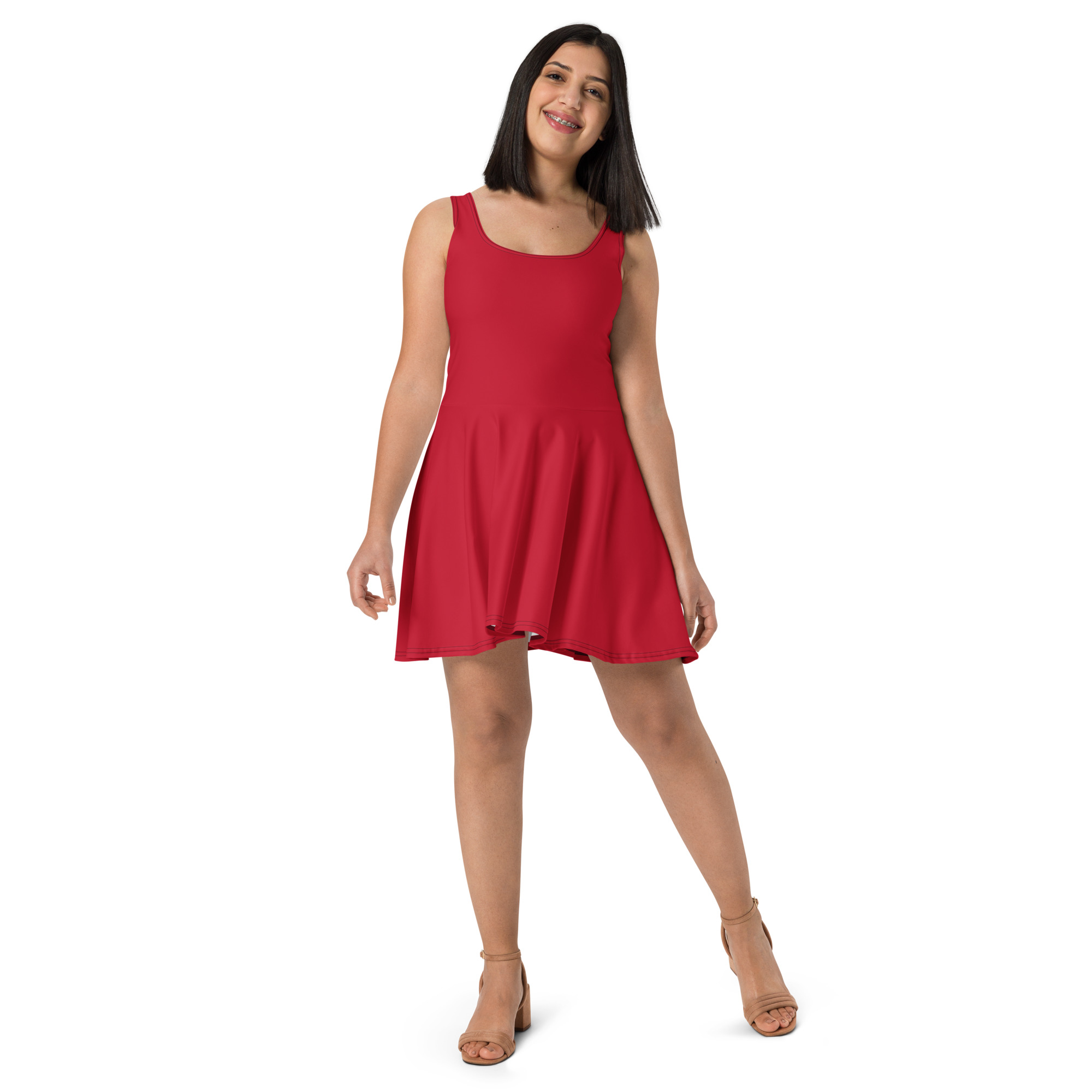 Red Skater Dress,plain red dress,plain red skater dress,skater style dress,urban outfitters,party outfit,solid red skater dress