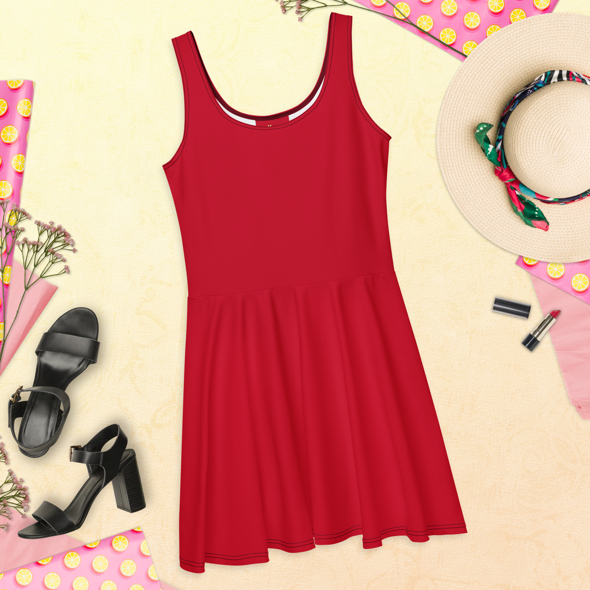 Red Skater Dress,plain red dress,plain red skater dress,skater style dress,urban outfitters,party outfit,solid red skater dress