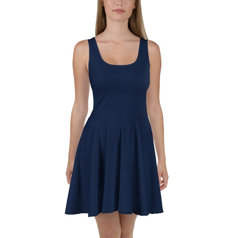 Navy Blue Color Skater Dress for women