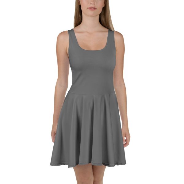 Solid Grey Color Skater Dress for women