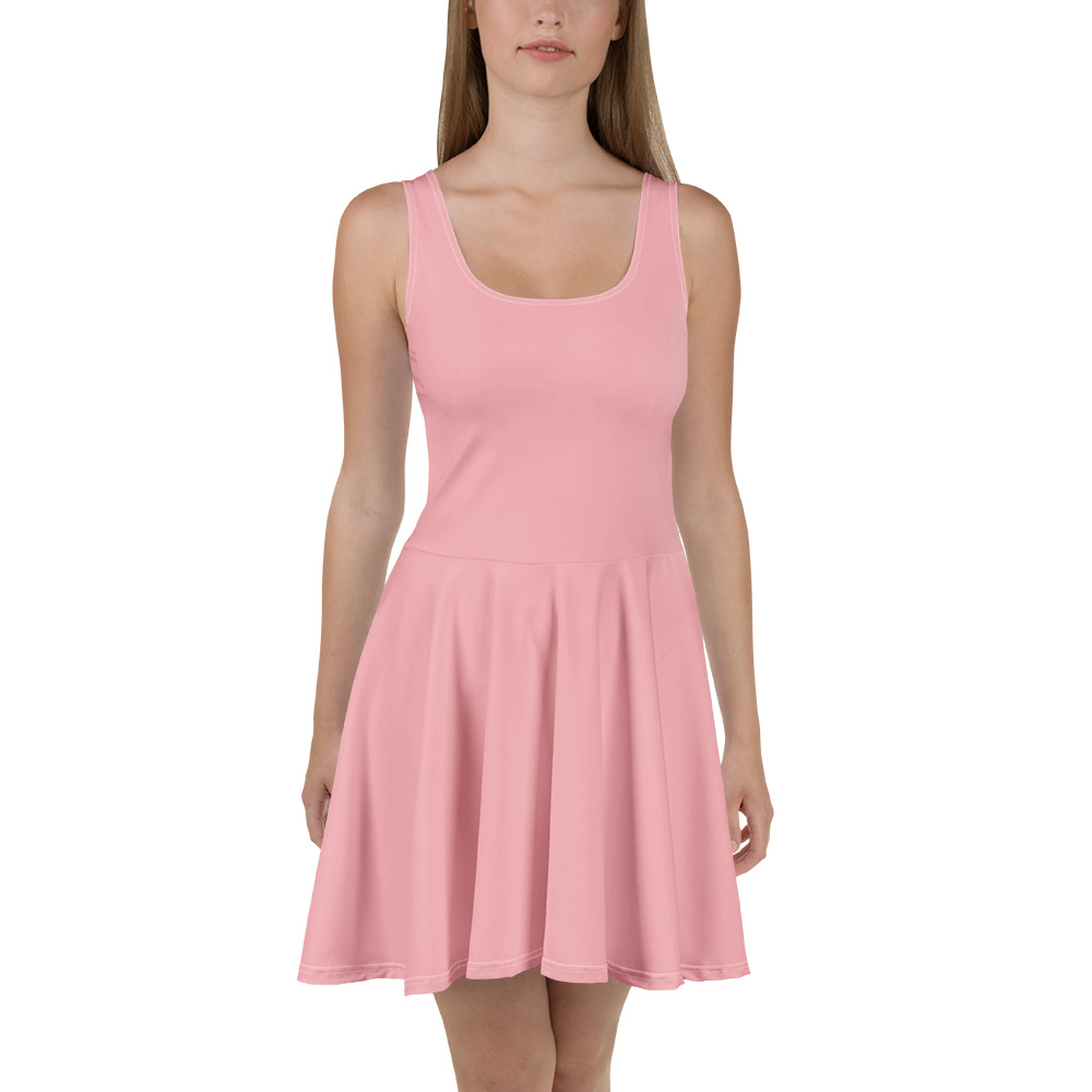 Solid Light Pink Color Skater Dress for women