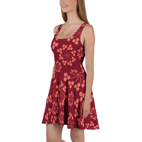 Burgundy floral All over Print Skater Dress
