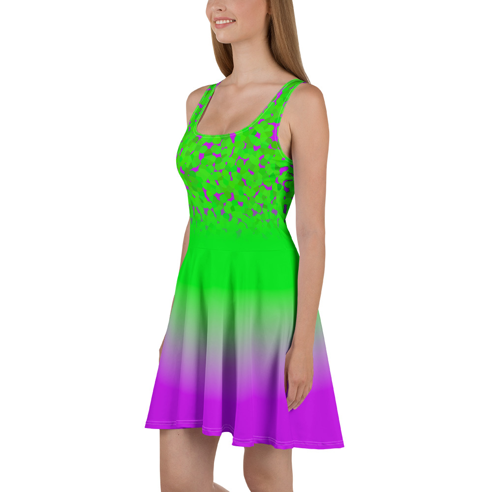 Green to pink gradient design All over print women’s skater dress