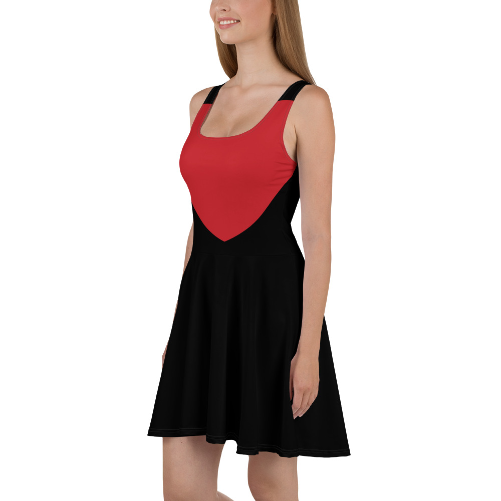 Black and Red Hearts Skater Dress for women