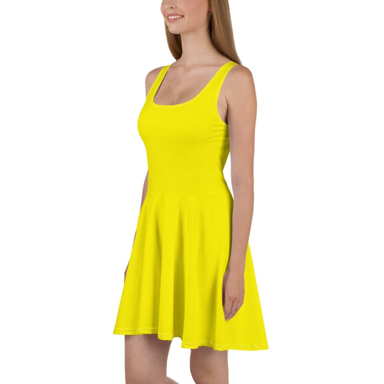 Solid Yellow Color Skater Dress for women
