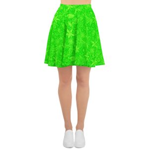 Green Floral pattern Skater Skirt for women