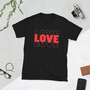 Love Text, Outlined text, Valentine day Short-Sleeve Unisex T-Shirt