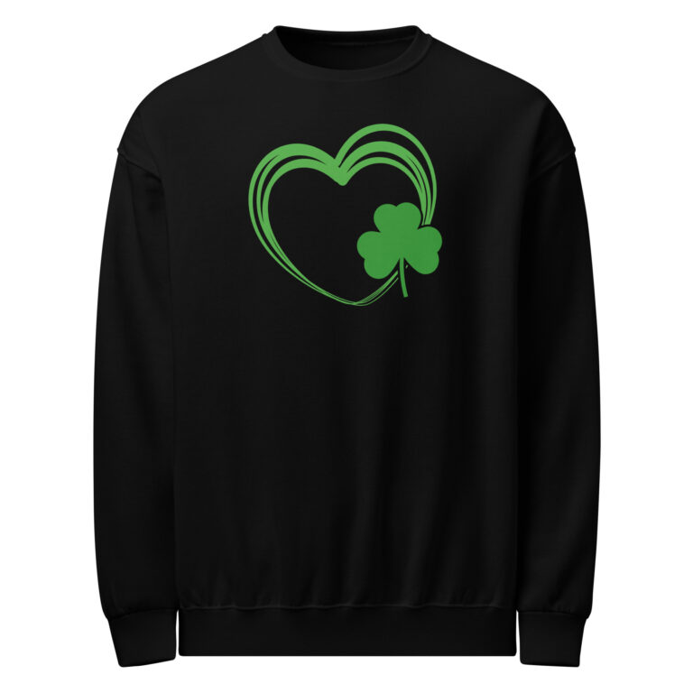 Outlined heart and clover, St. Patrick's Day Crew neck sweatshirt