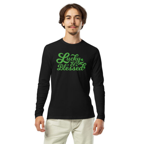 Lucky and blessed, St. Patrick's Day Long Sleeve Fitted Crew tee
