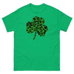 St. Patrick's Day, Leopard print clover t-shirt, Unisex classic tee