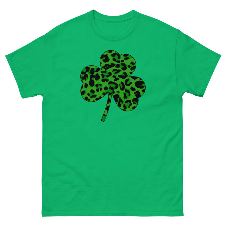 St. Patrick's Day, Leopard print clover t-shirt, Unisex classic tee