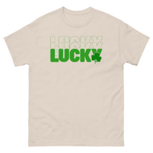 Lucky outline text, clover St. Patrick's Day Unisex classic tee