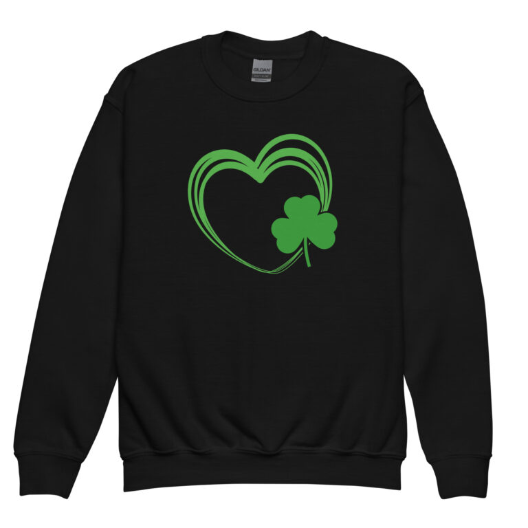 Heart and clover, St. Patrick's Day Youth crewneck sweatshirt
